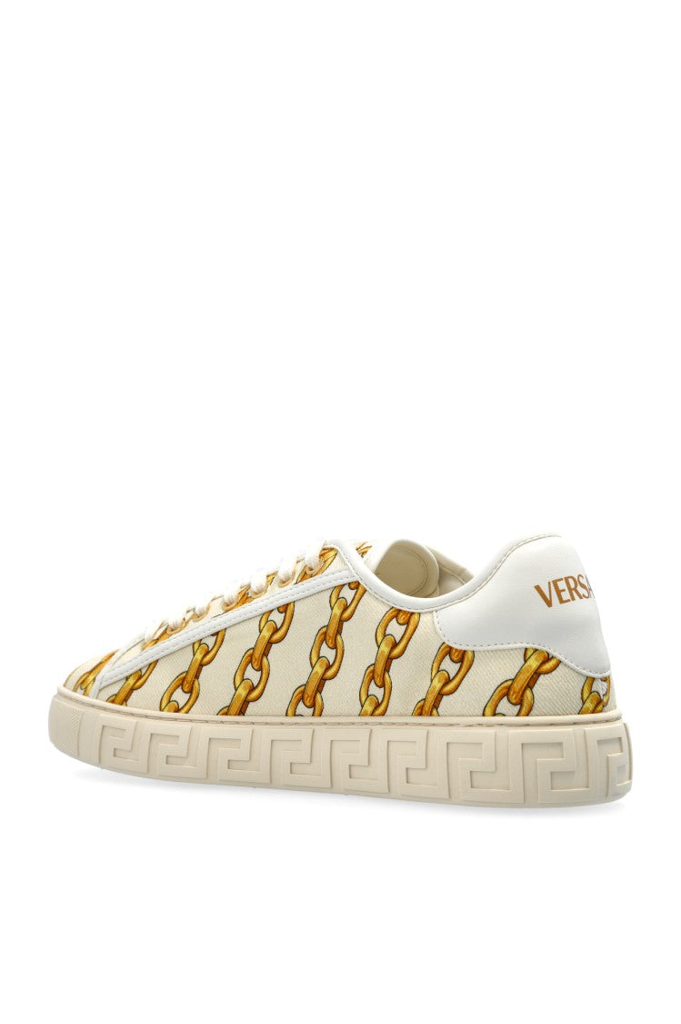 Versace Cream-Beige Printed Sneakers