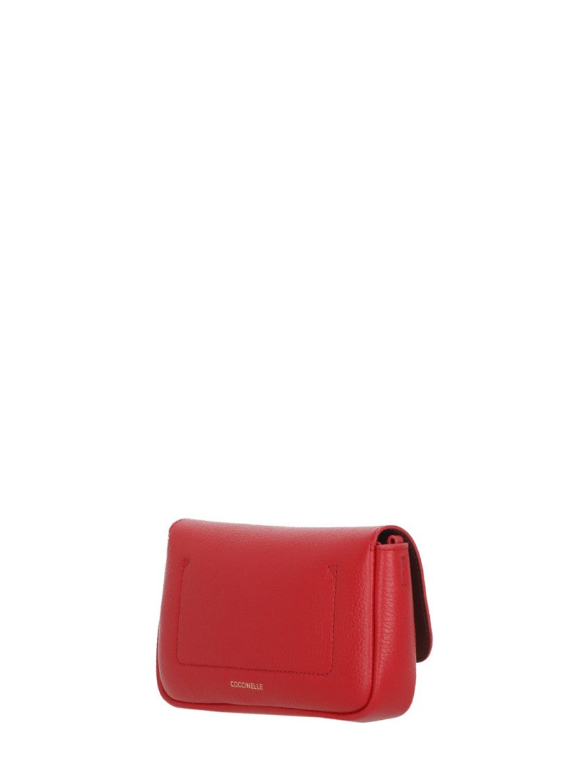 Coccinelle Compact Leather Shoulder Bag With Gold-Tone Lock