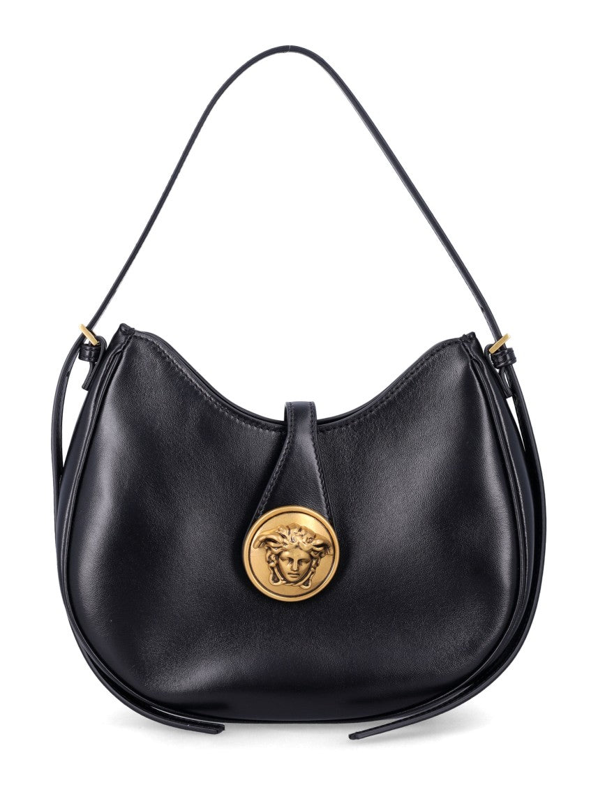 Versace Small Hobo Crescent Leather Shoulder Bag