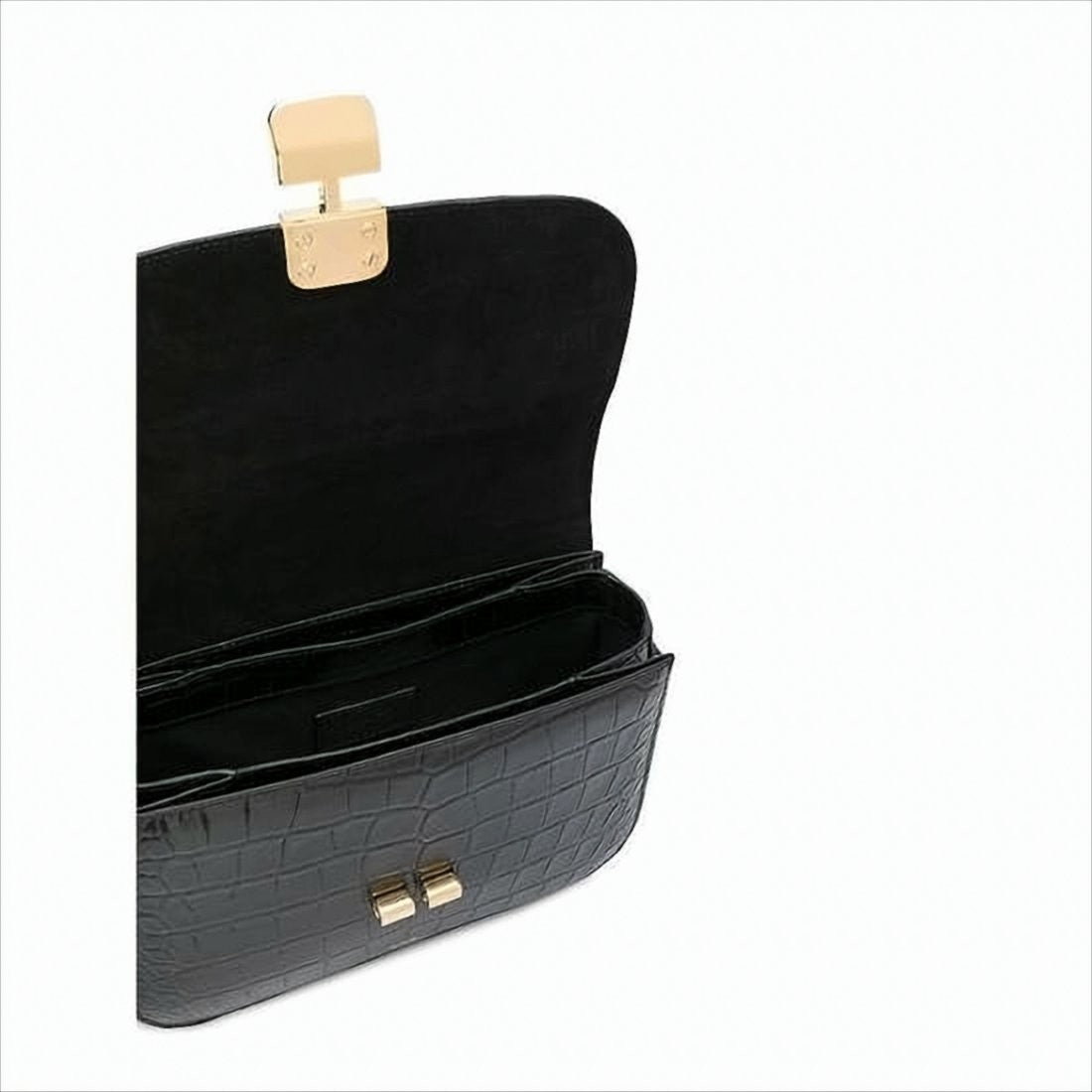 A.P.C. Structured Crocodile-Embossed Crossbody Bag