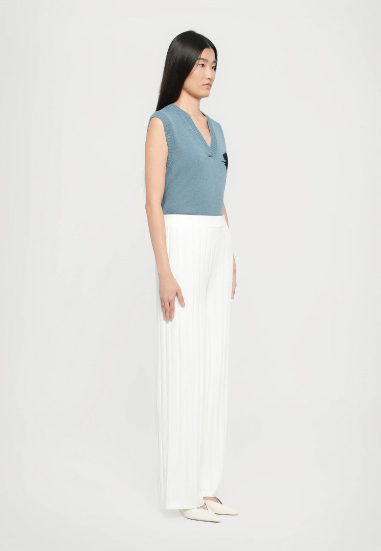 Max Mara Textured White Wide-Leg Pants With High Waist