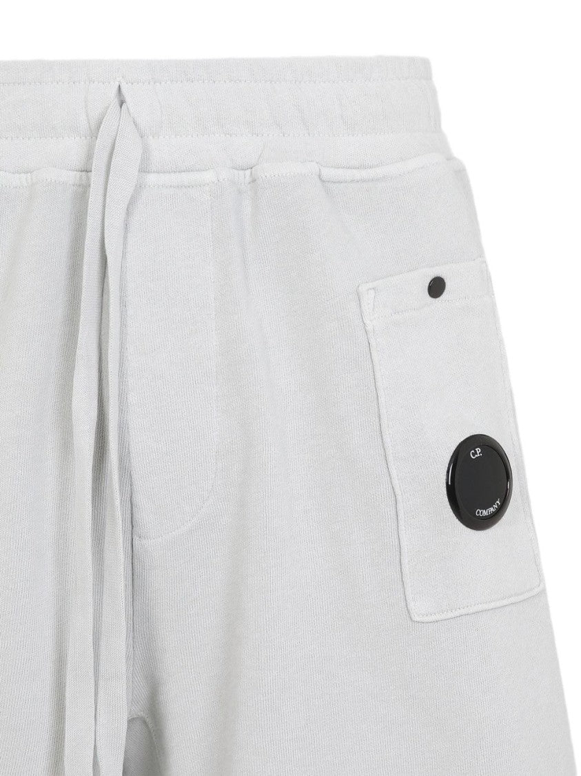C.P. Company Relaxed Fit Light Gray Shorts With Lens Detail