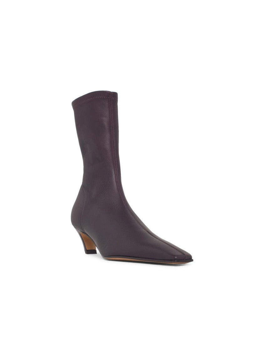 Khaite 'Arizona' Burgundy Leather Ankle Boots