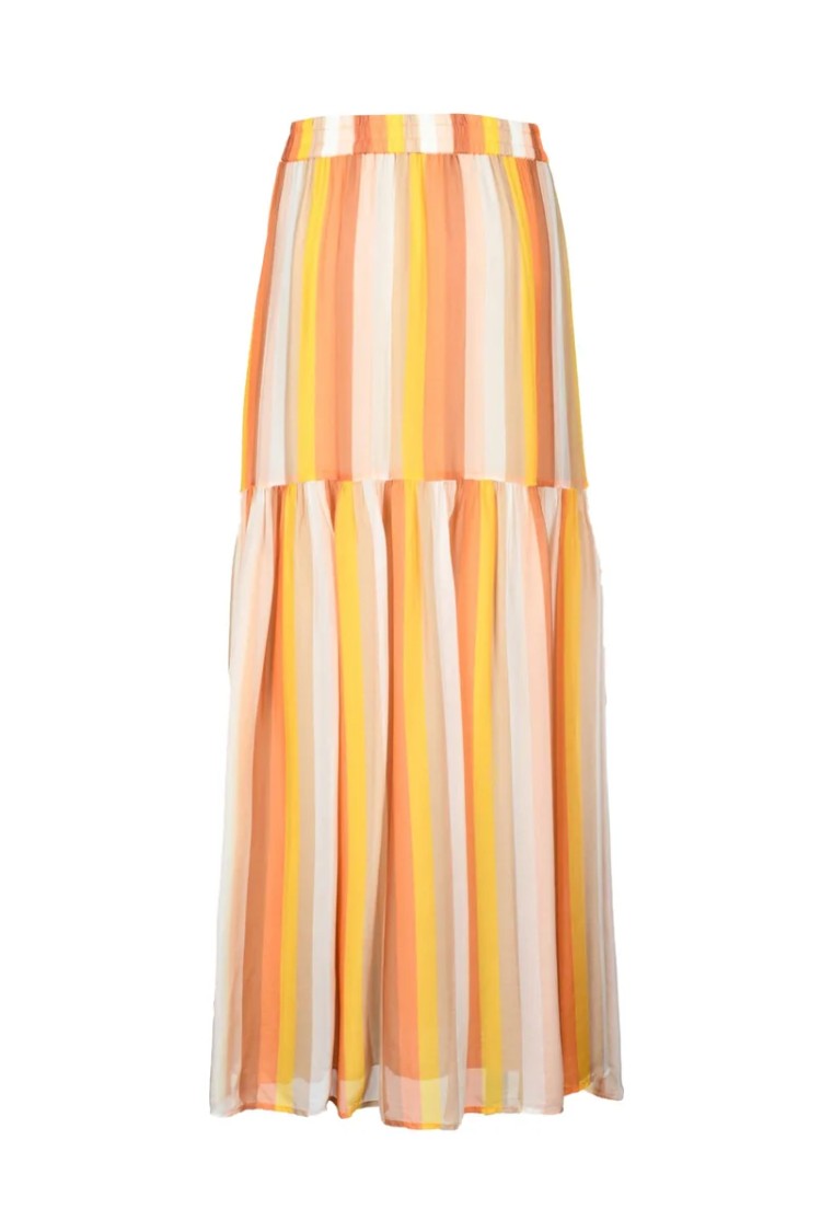 Attic And Barn Vertical Striped Tiered Maxi Skirt