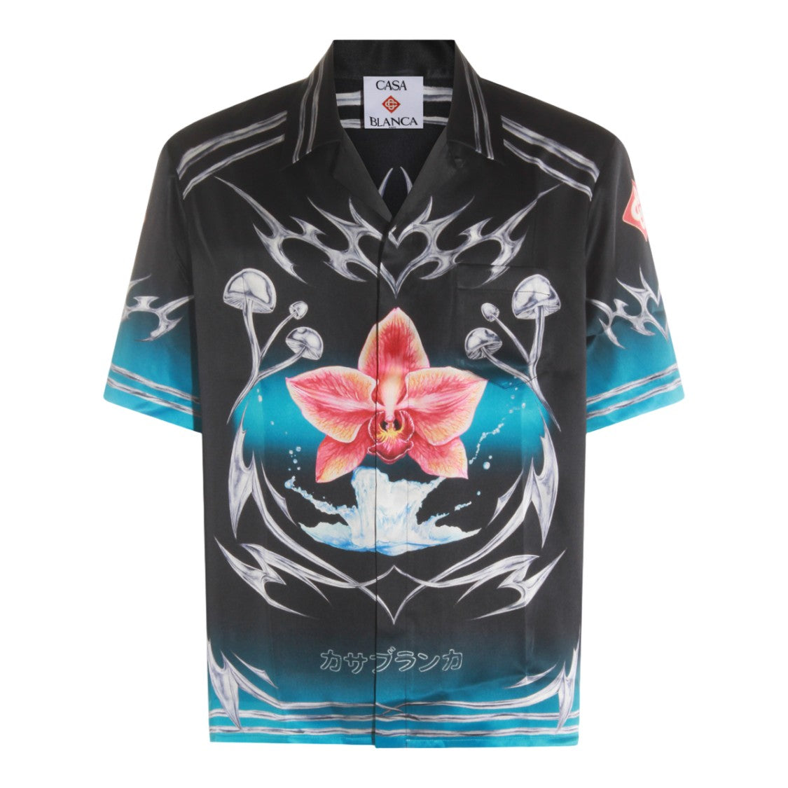 Casablanca Short-Sleeve Black Shirt With Turquoise Gradient