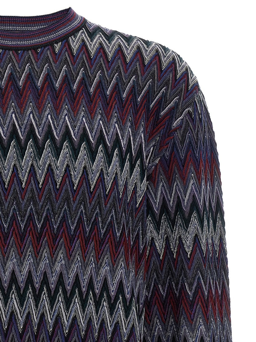 Missoni Zigzag Pattern Wool Sweater With Crew Neck