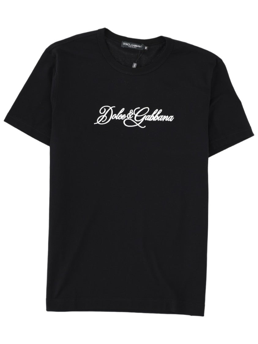 Dolce & Gabbana Script Logo Crew Neck Cotton T-Shirt