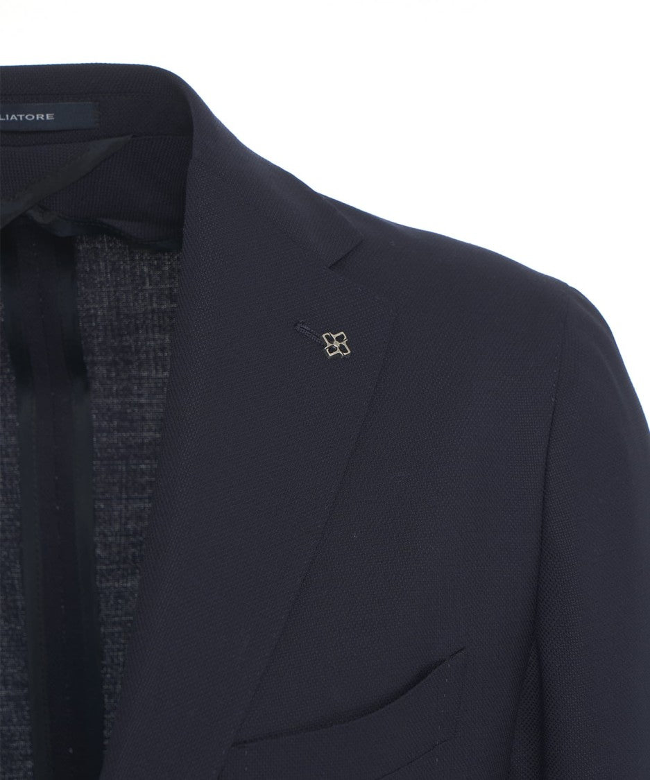 Tagliatore Single-Breasted Virgin Wool Blazer With Notched Lapels
