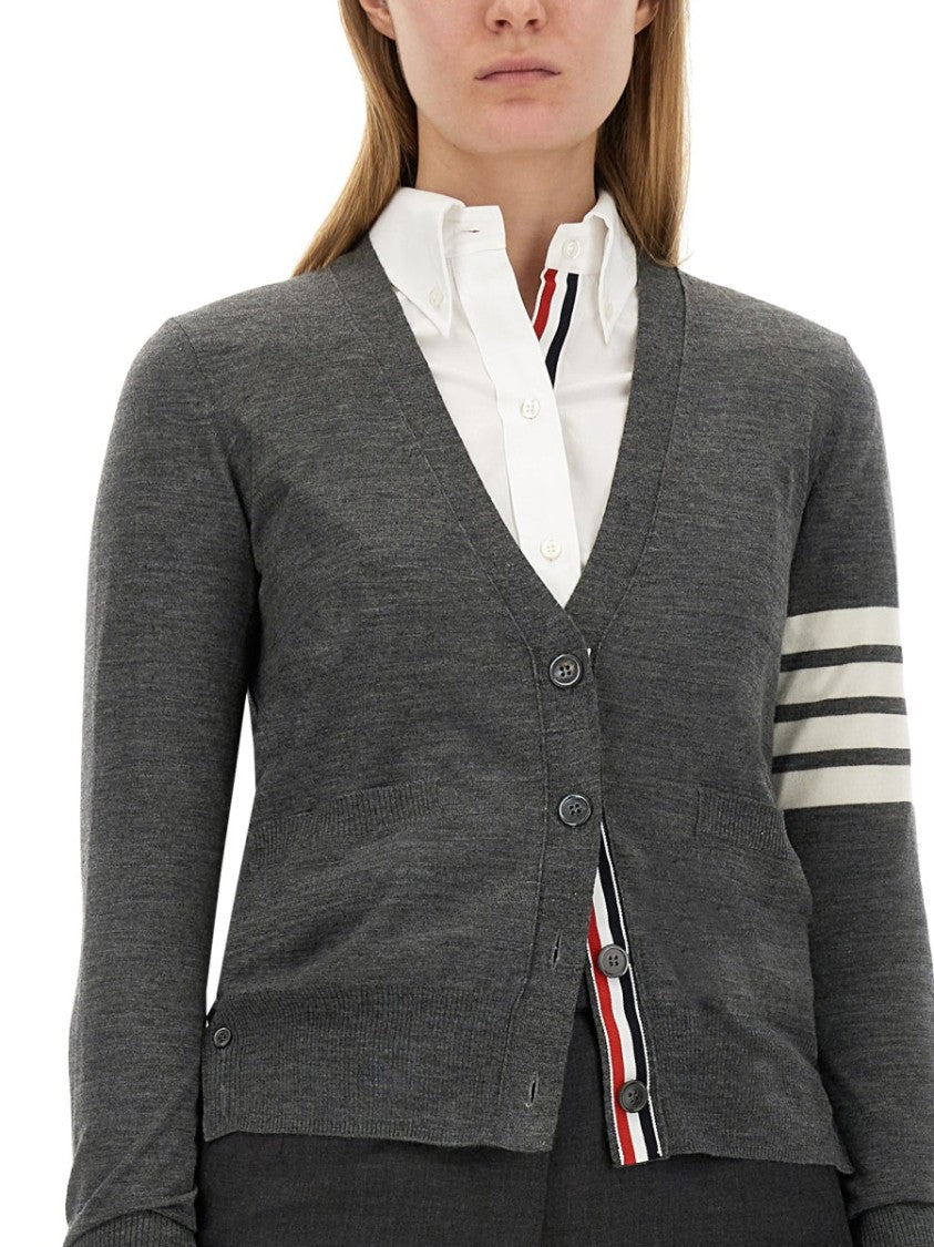 Thom Browne Relaxed Fit Cardigan With Striped Detail
