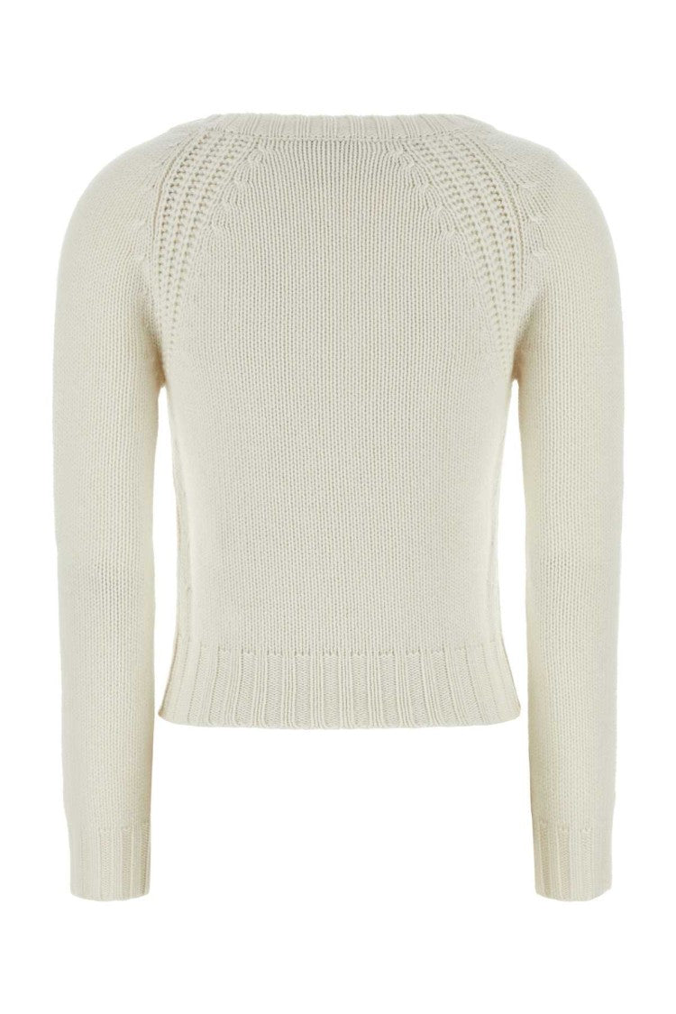 Max Mara White Cashmere Cancan Sweater