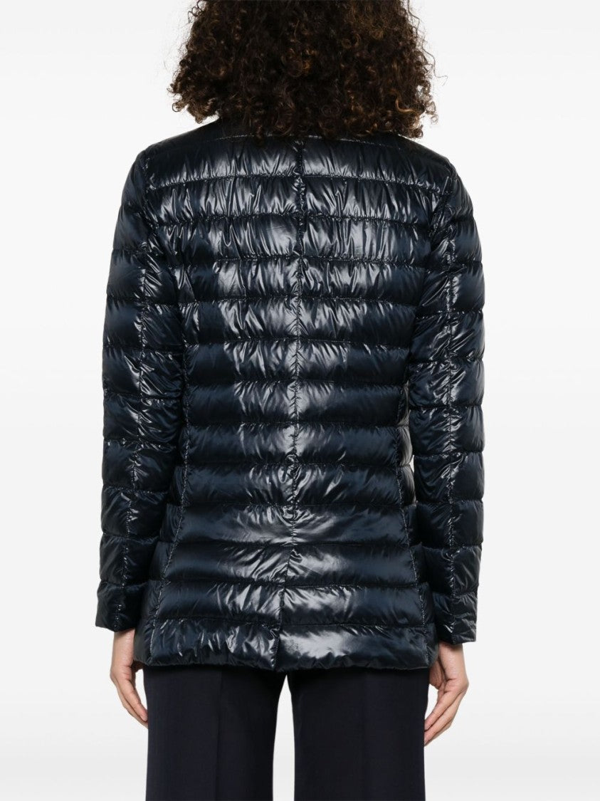 Herno Quilted Single-Breasted Blazer With Glossy Finish