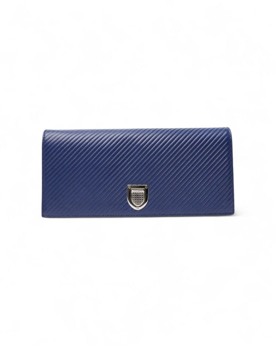 Dior Medium Chevron-Pattern Leather Clutch With Chain Strap