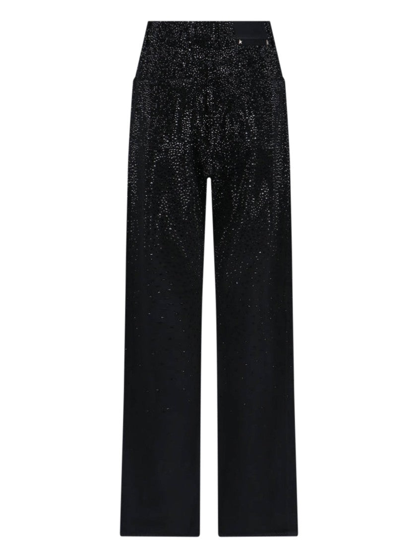 Golden Goose Straight Jeans With Rhinestones Black Denim