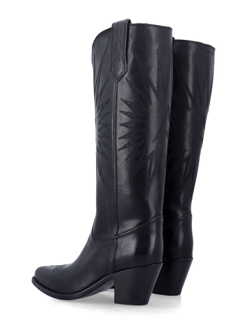 Golden Goose Wish Star Black Leather Mid-Calf Boots