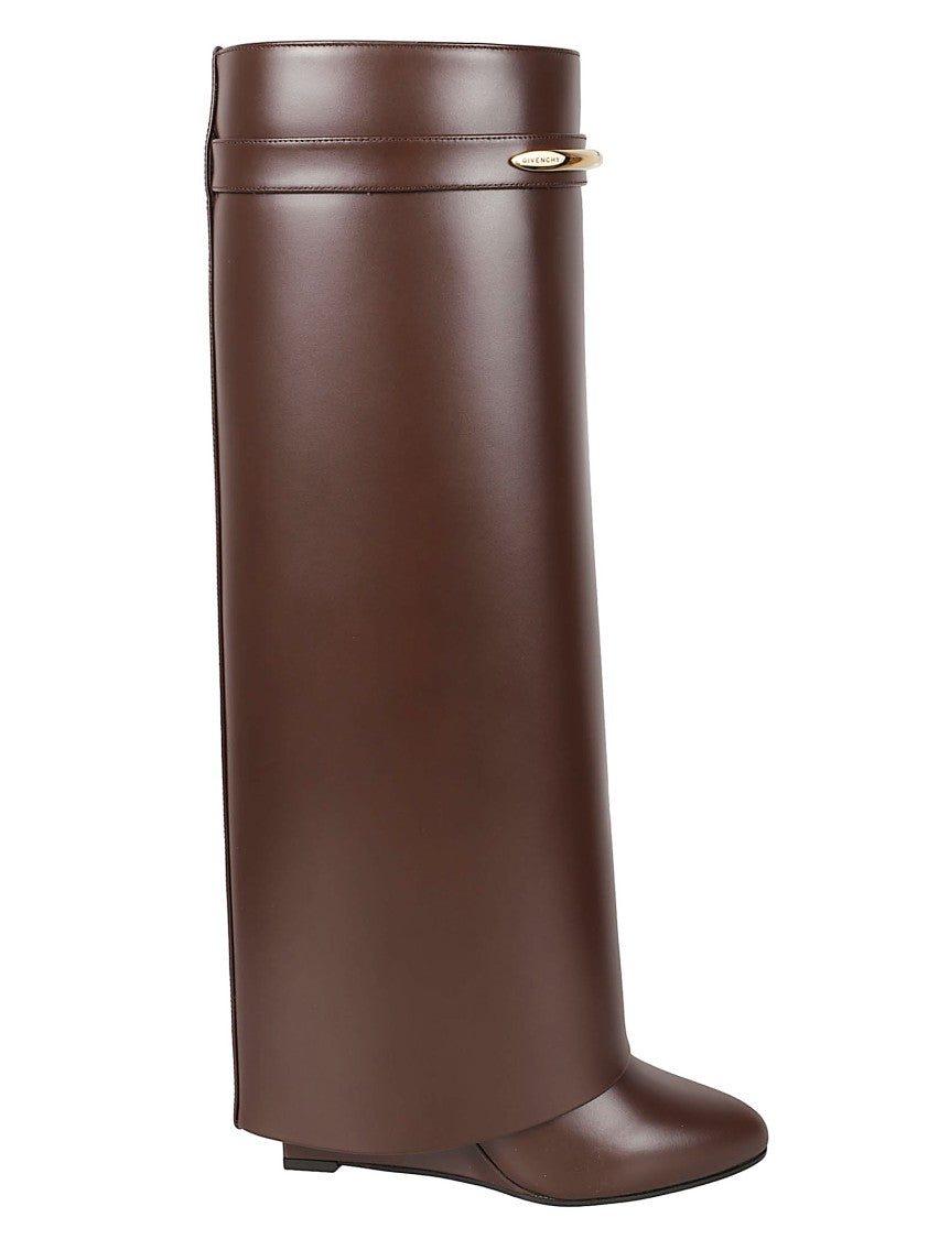 Givenchy Calf Leather Boots With Minimalist Design And Gold Accent