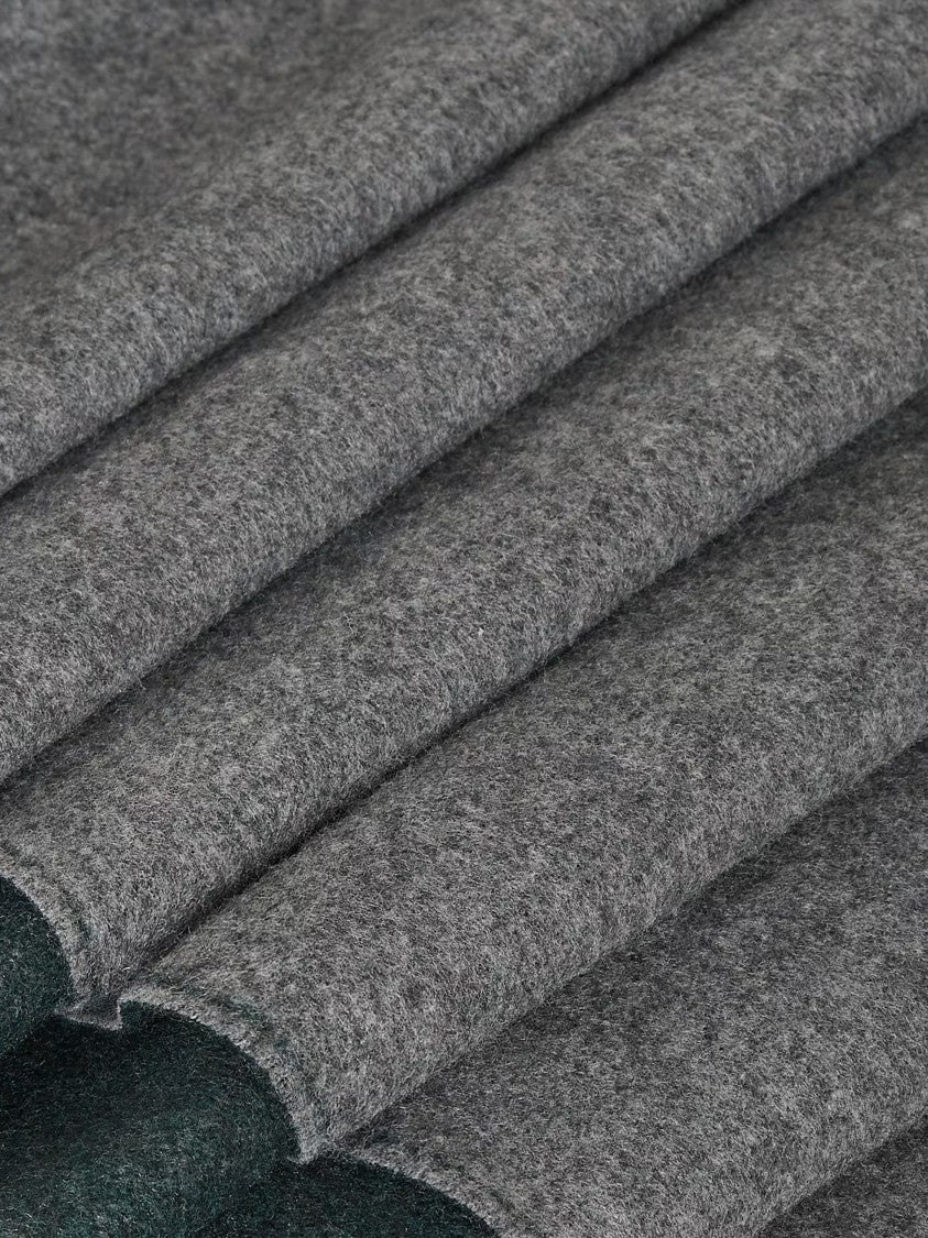 Fendi Ff Double-Sided Grey Green Fringed Scarf