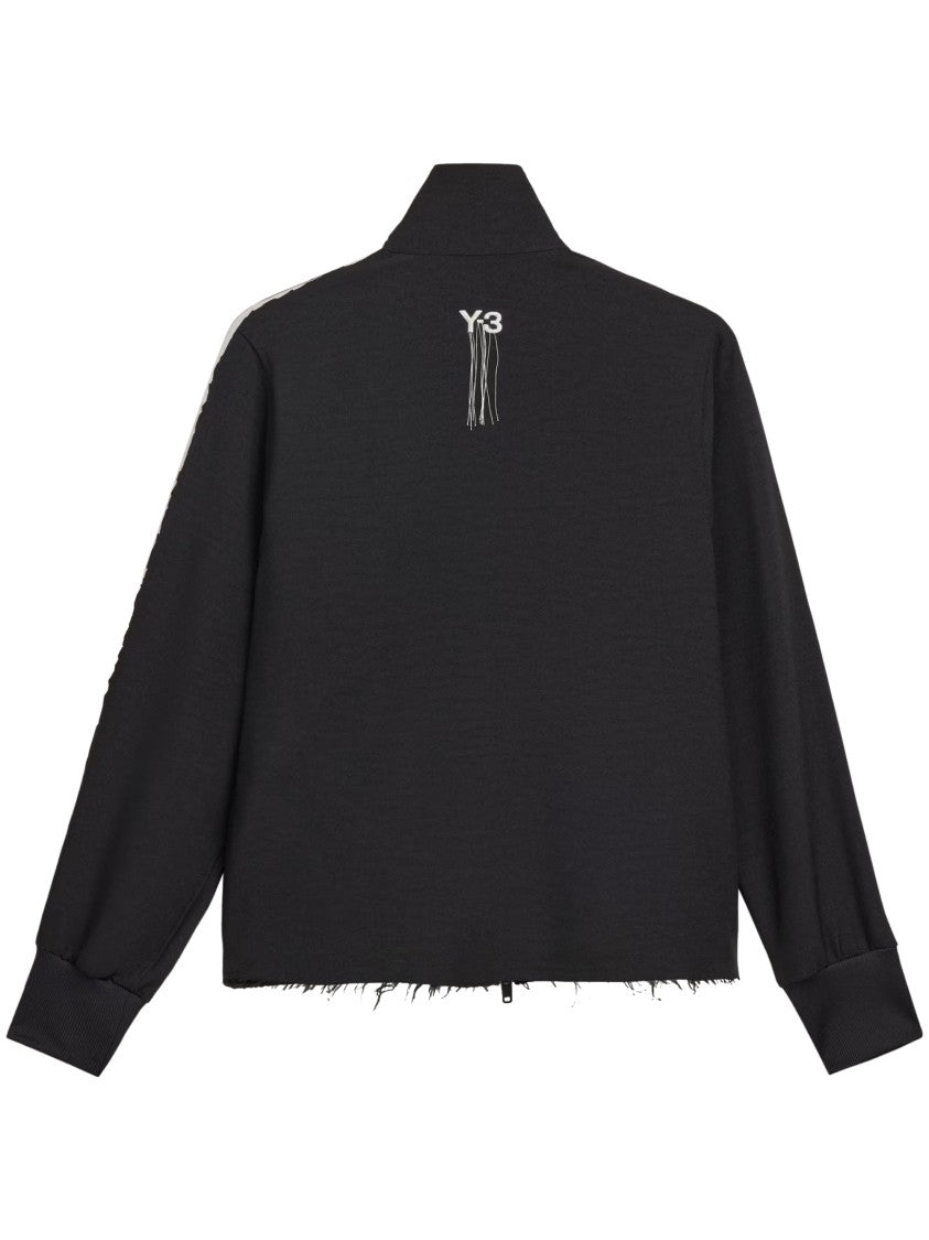Y-3 High Collar Front-Zipper Sweatshirt With Striped Detail