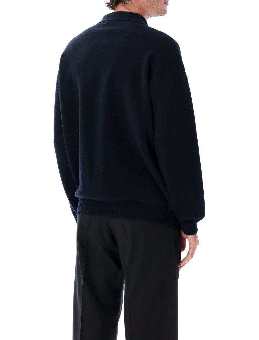 Roberto Collina Long-Sleeve Merino Wool Polo With Half Zip And Chest Pocket