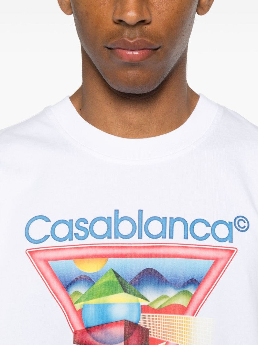 Casablanca Crew Neck T-Shirt With Logo Print And Relaxed Fit