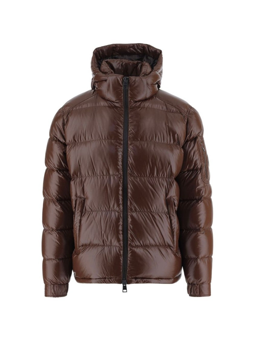 Herno Shiny Padded Quilted Jacket With Hood And Front Zipper
