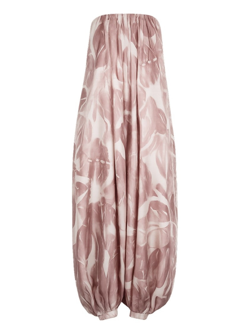 Alysi Silk Abstract Floral Loose Jumpsuit