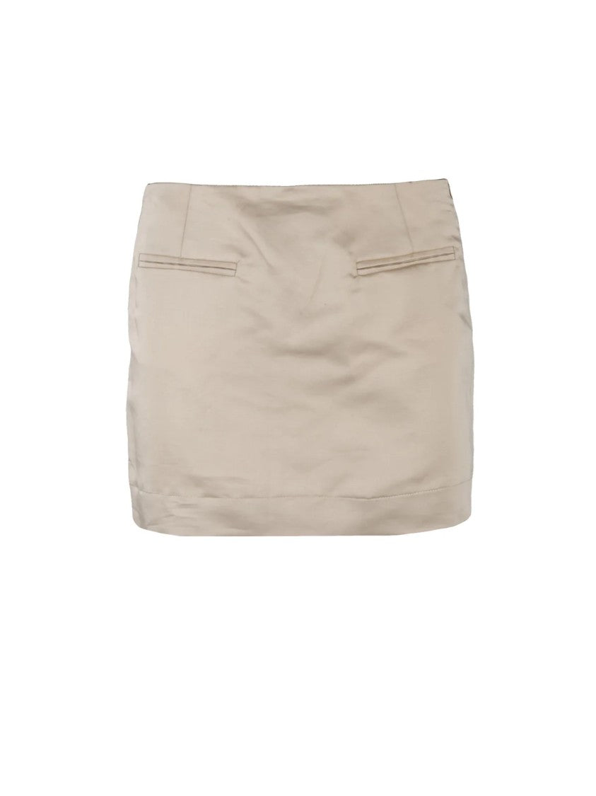 Grifoni Beige Linen Cotton Women Mini Skirt