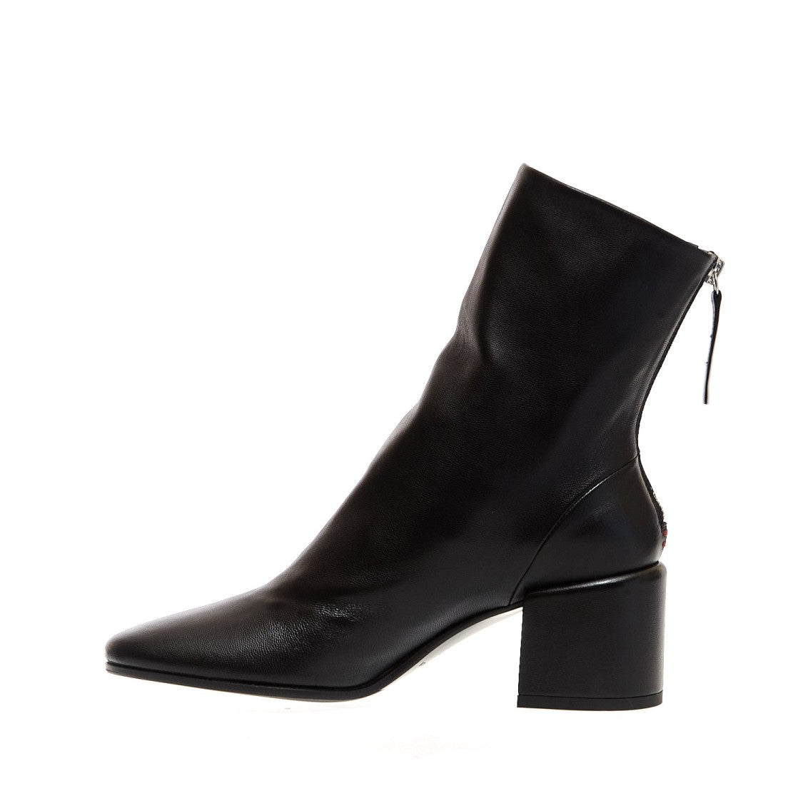 Halmanera Black Leather Ankle Boot Heel