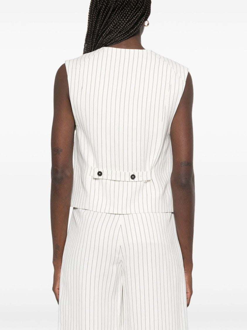 Loulou Studio White Striped Waistcoat