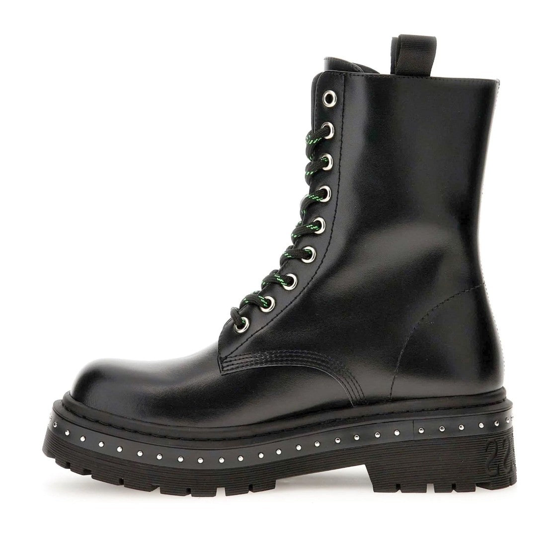 Guess Black Joya Polished Lace-Up Studded Ankle Boots