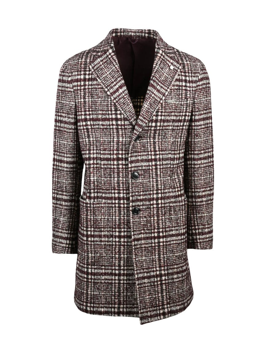 Luigi Bianchi Beige-Bordeaux Wool-Blend Coat