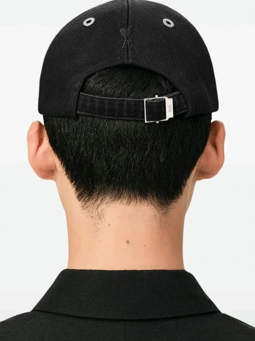 Ami Paris White Cotton Embroidered Script Baseball Cap