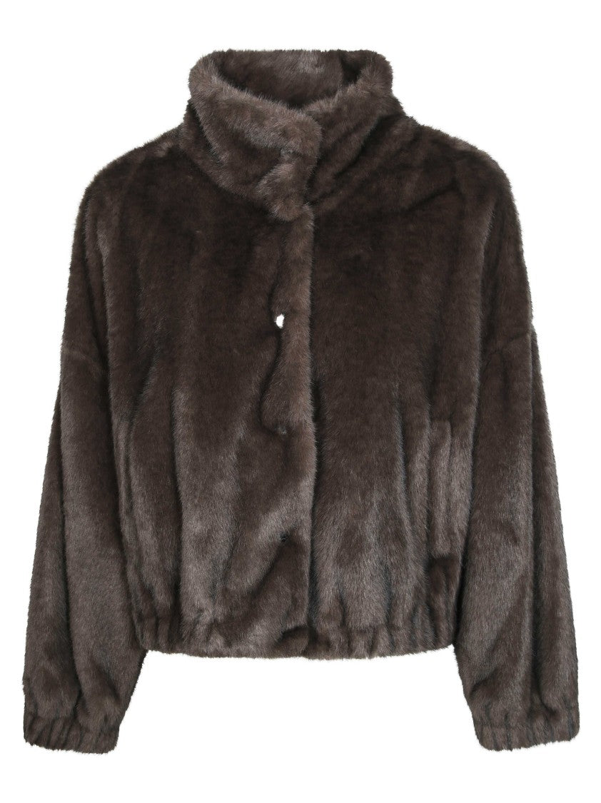 Max Mara Brown Wkdanemone Cropped Plush Jacket