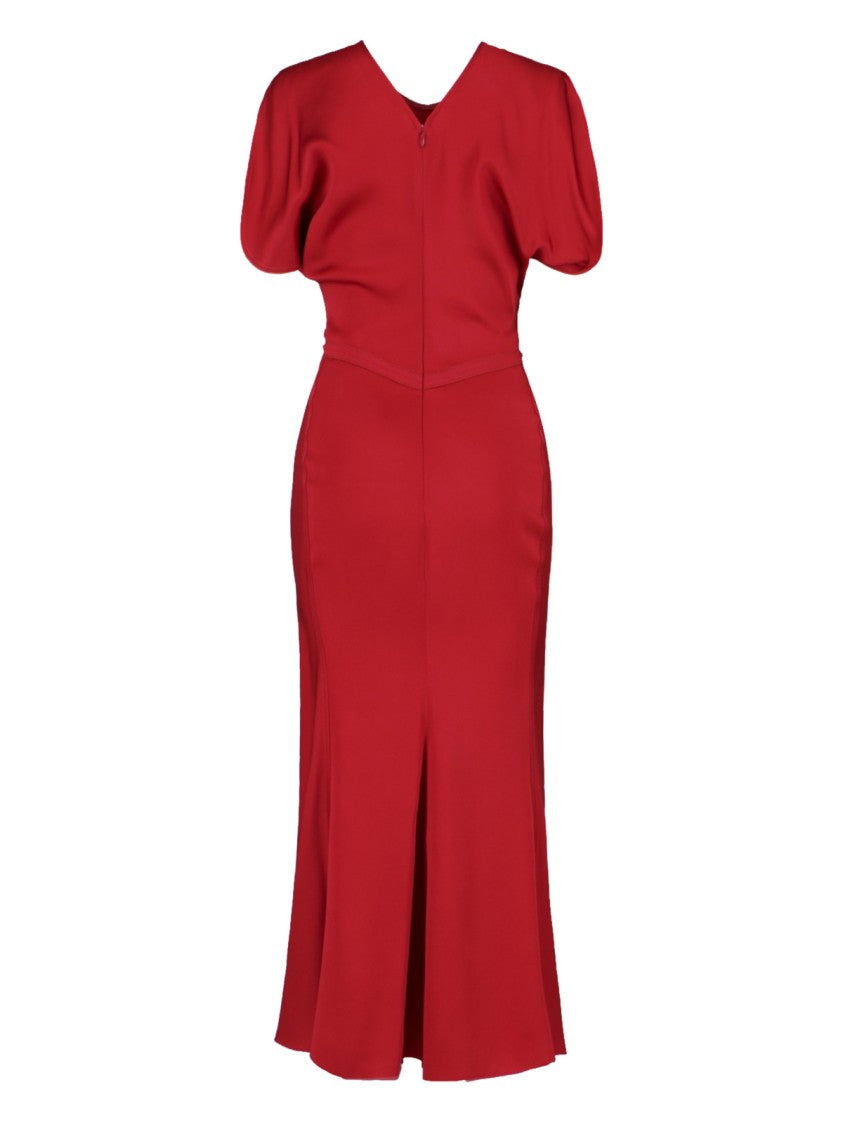 Victoria Beckham Draped Midi Dress Red