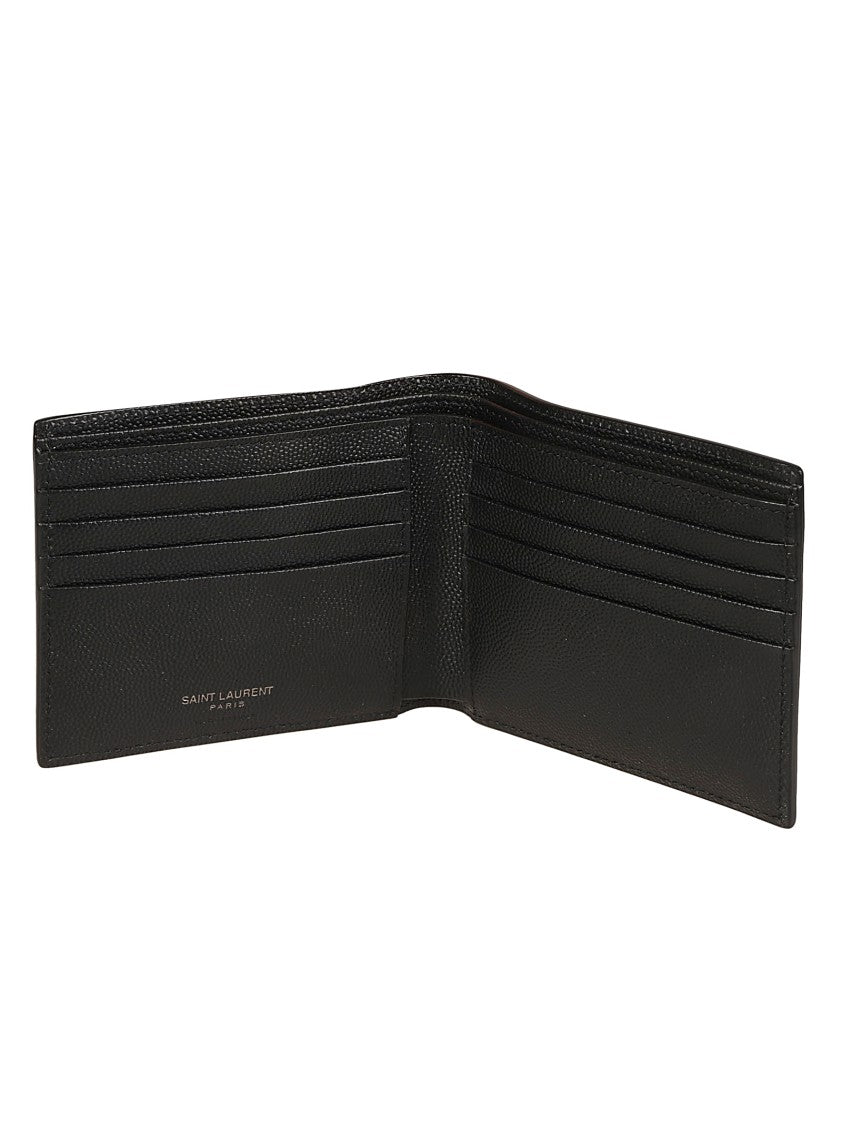 Saint Laurent Textured Calfskin Wallet With Subtle Logo Embossing