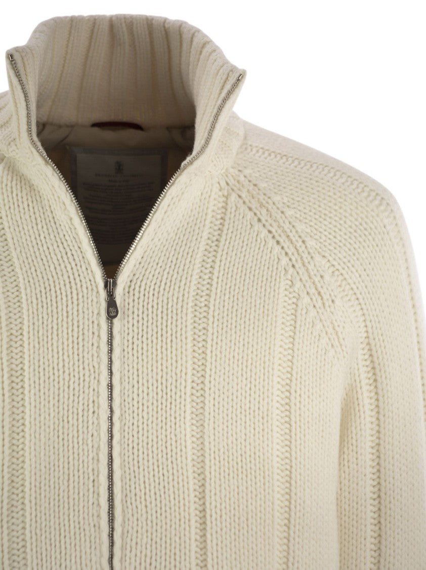 Brunello Cucinelli Cashmere Knit Down Jacket With Zip