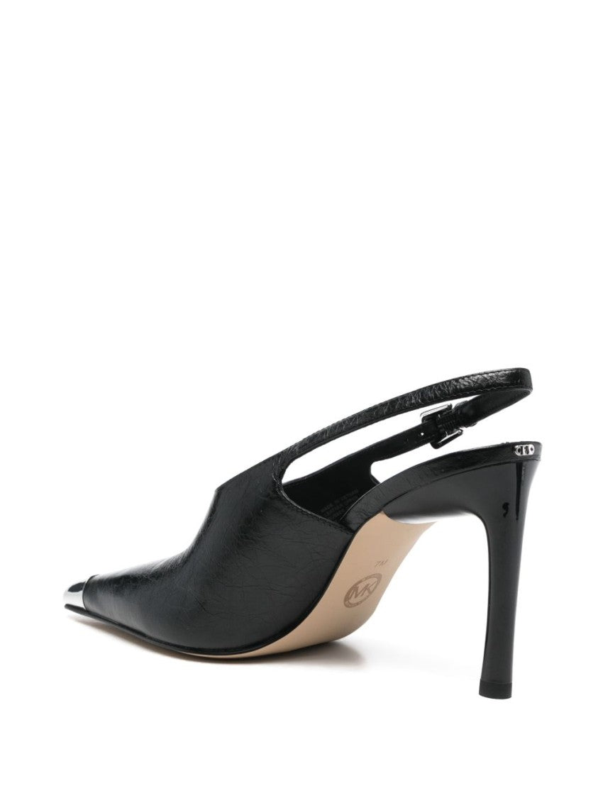 Michael Kors Slingback Heels With Pointed Toe And Metallic Cap