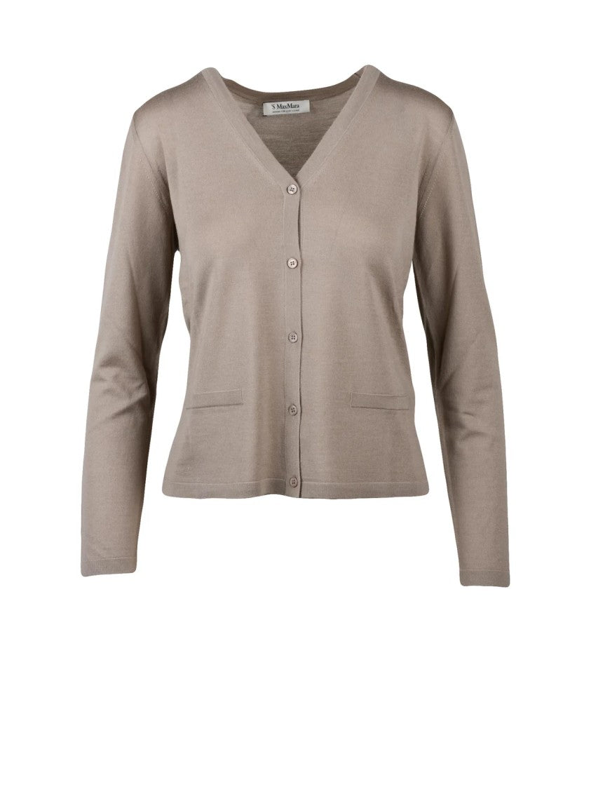 Max Mara V-Neck Button-Down Cardigan With Cropped Fit And Minimalist Design