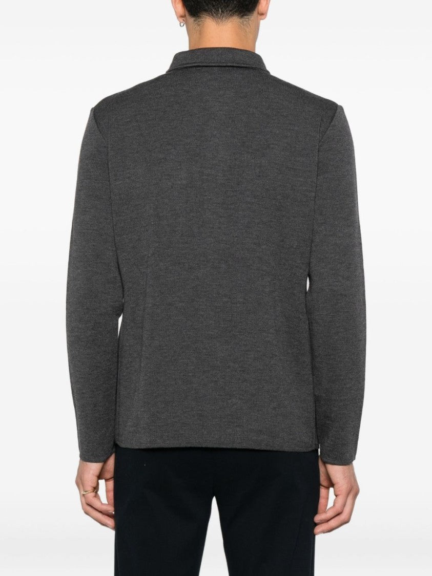 Lardini Tailored Grey Wool Jacket With Patch Pockets