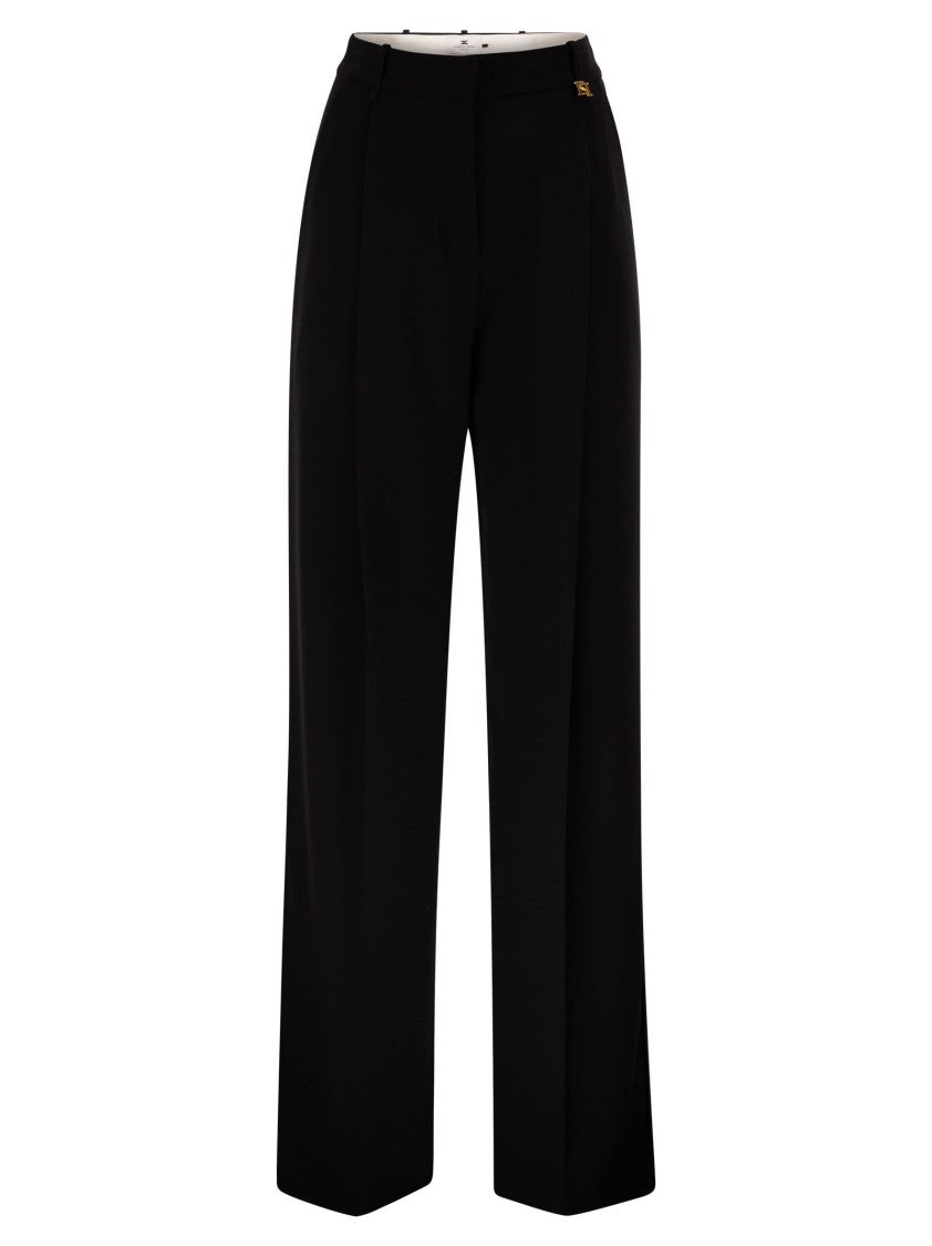 Elisabetta Franchi Lightweight Crepe Trousers With Charm Logo