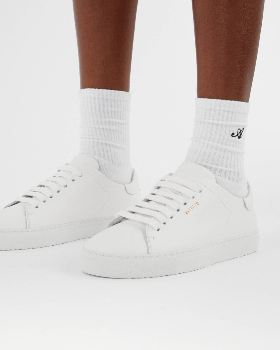 Axel Arigato Clean 90 White Sneakers With Gold Accents And Padded Insole