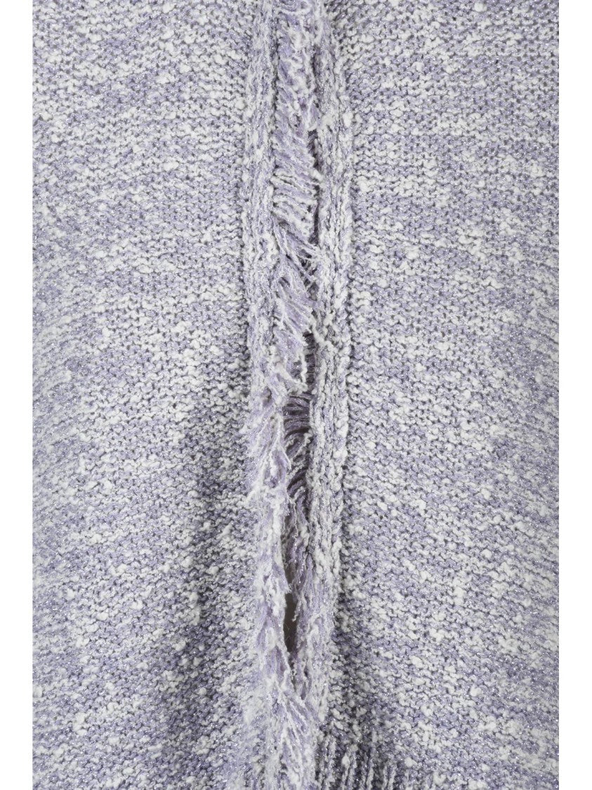 Emme By Marella Purple Fringed Knit Cardigan