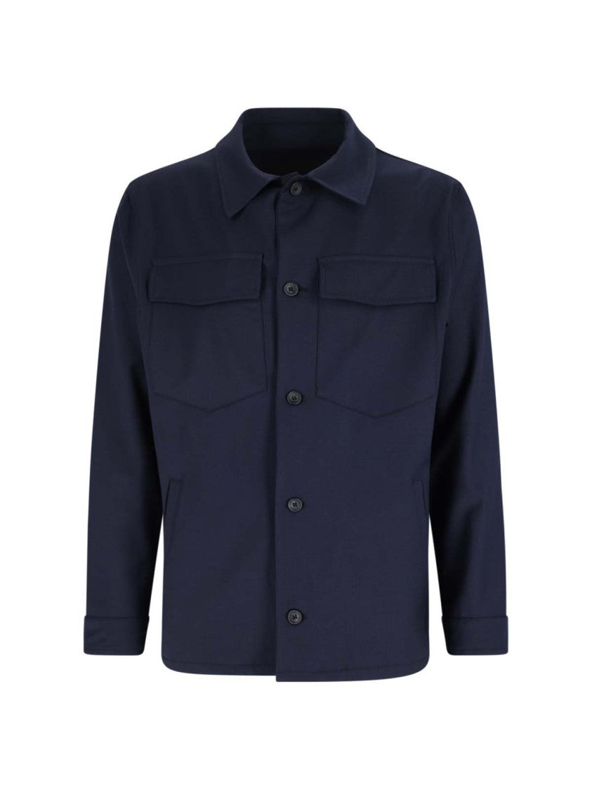 White Sand Wool-Blend Shirt – Navy