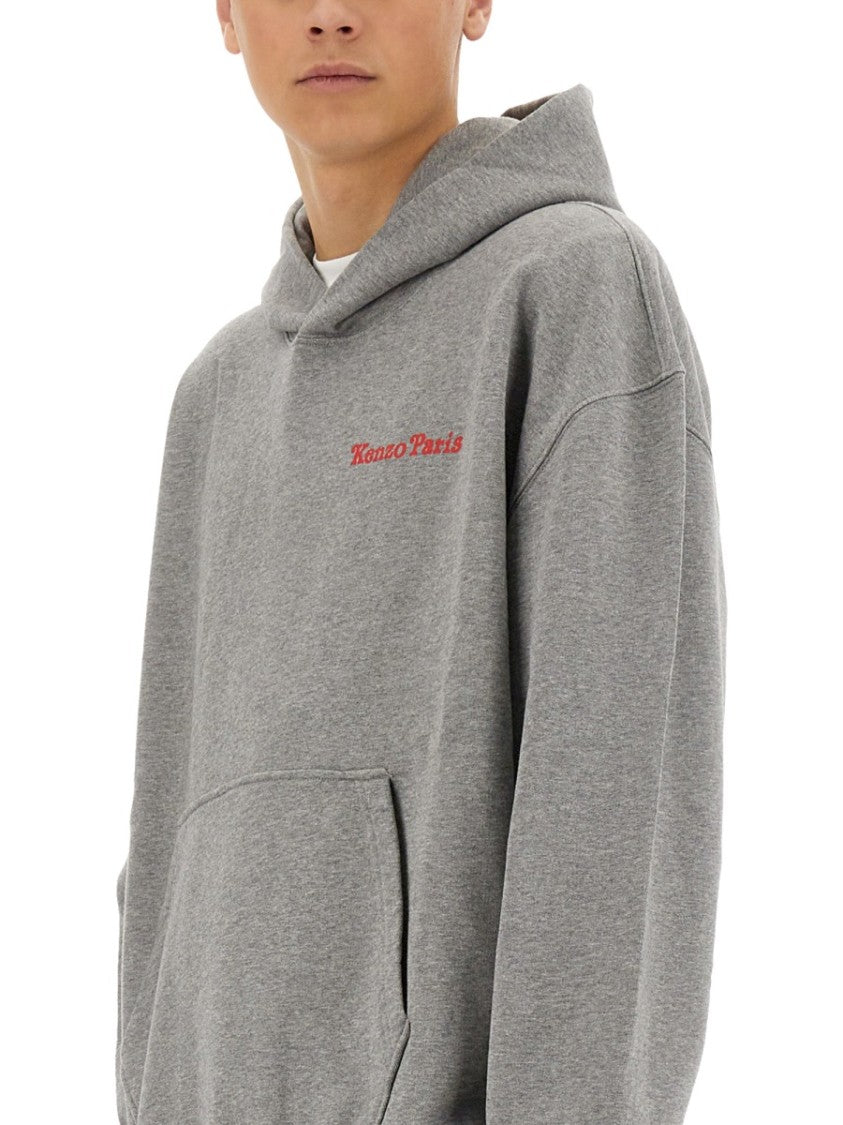 Kenzo Oversized Grey Hoodie With Tiger Graphic