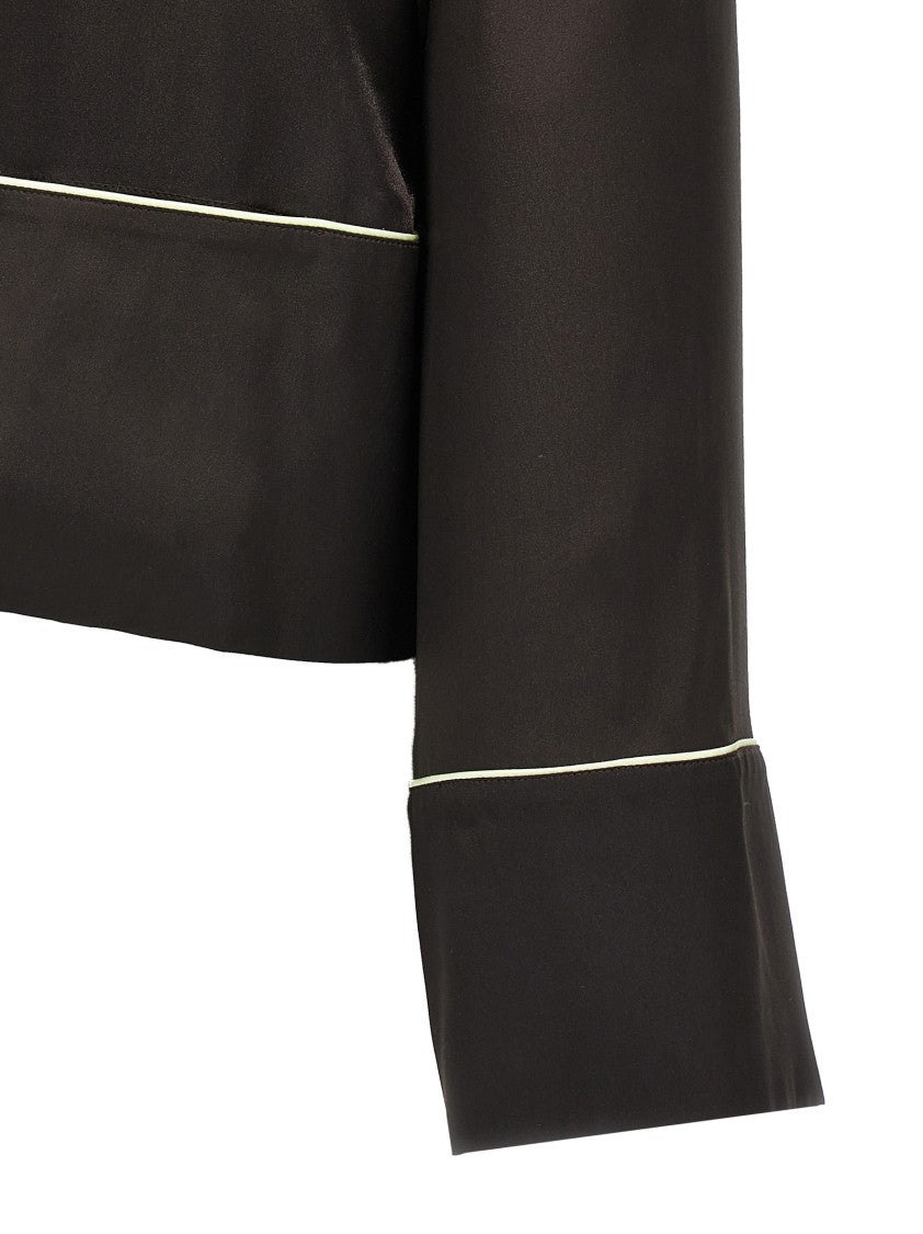 Off-White Pajama-Style Black Shirt In Acetate And Silk Blend