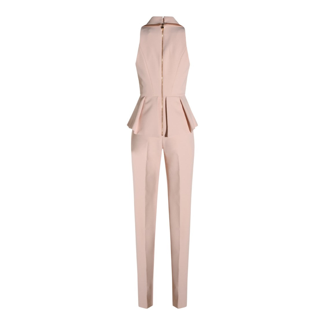 Elisabetta Franchi Draped-Collar Peplum Sleeveless Jumpsuit