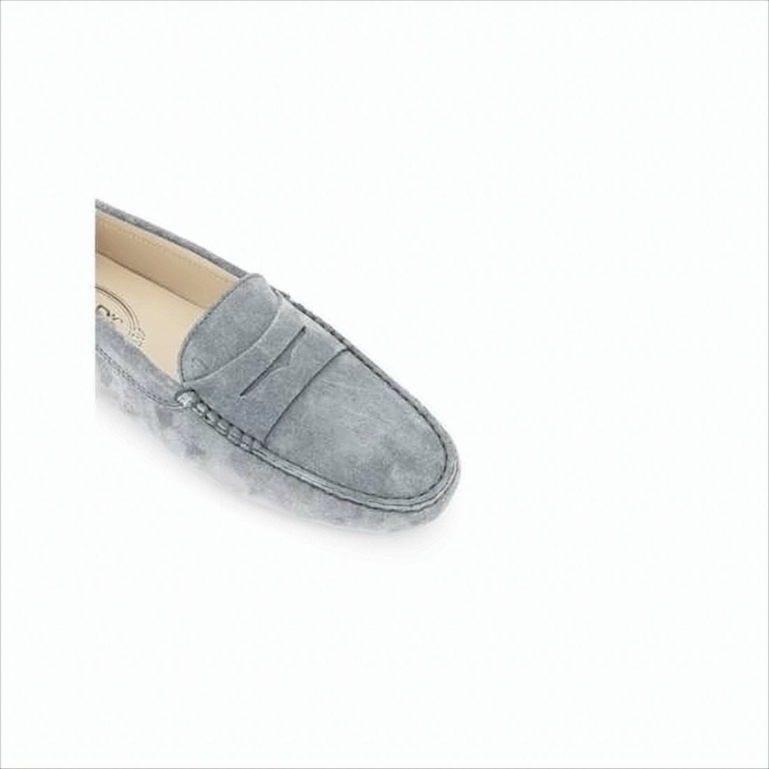 Tod's Penny Strap Grey Suede Loafer With Studded Sole