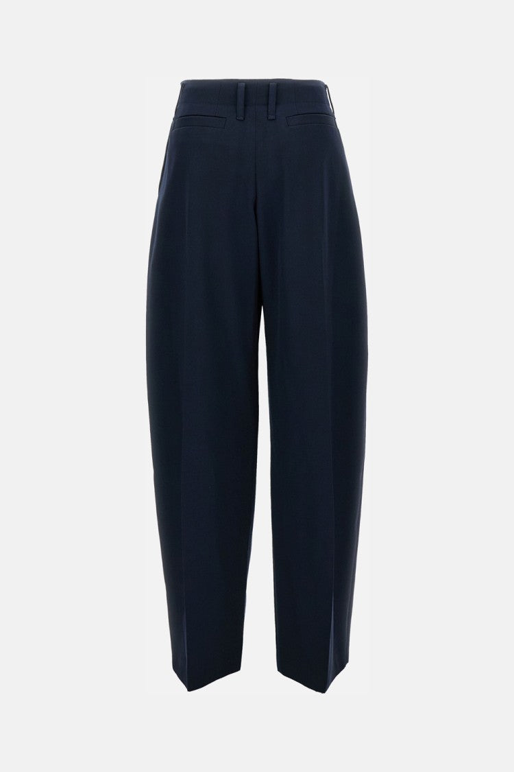 Alexander Mcqueen Wide-Leg Wool Trousers With Pleats And Side Pockets