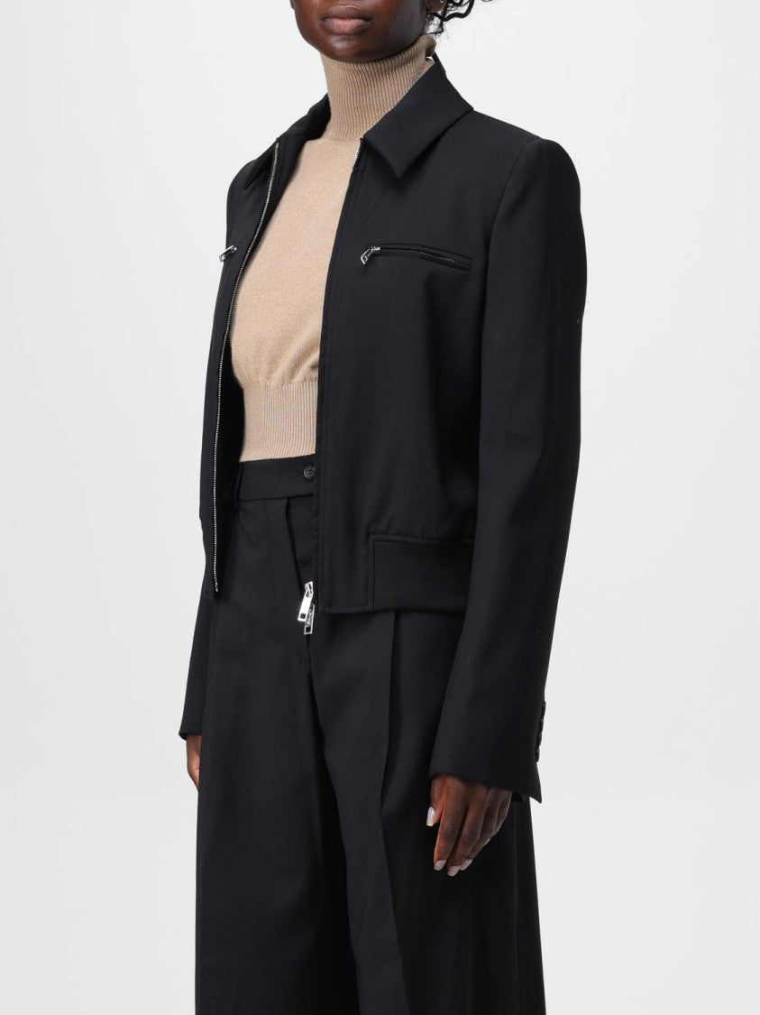 Max Mara Structured Black Denim Jacket With Classic Collar And Utility Pockets
