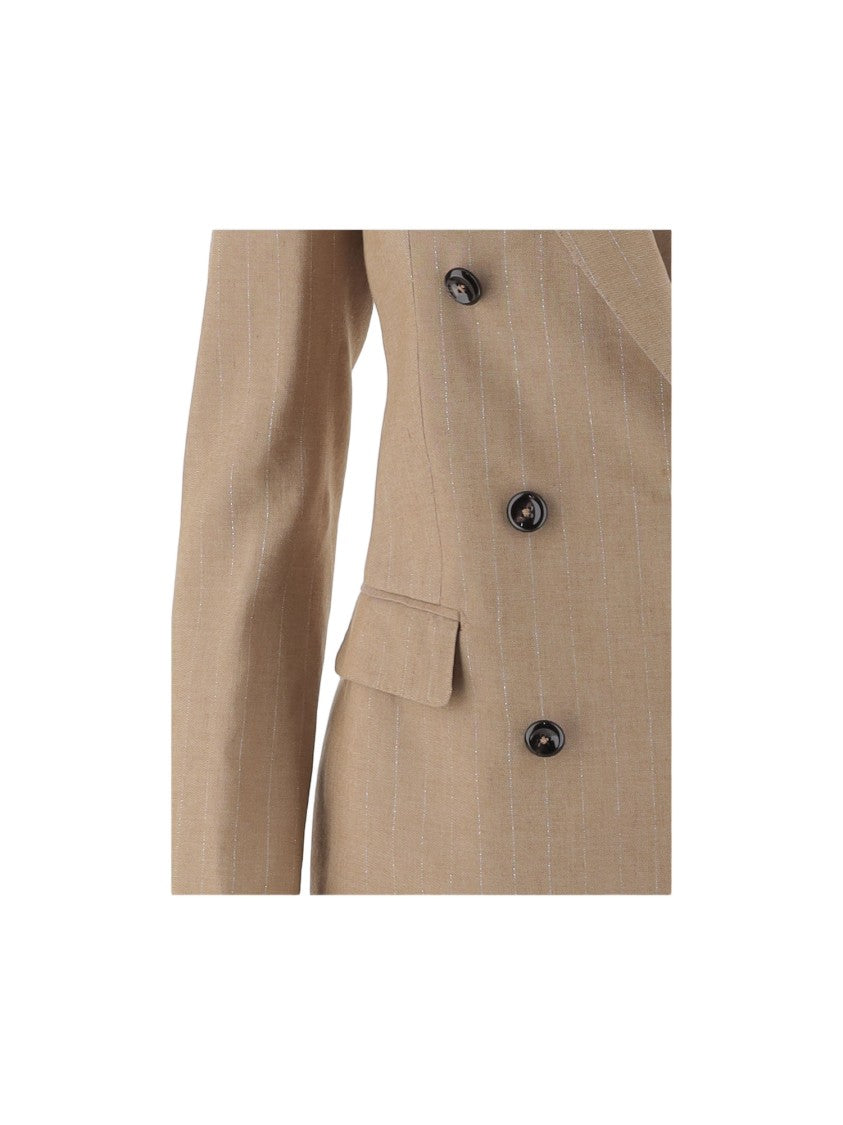 Tagliatore Beige Linen Blend Double-Breasted Dress