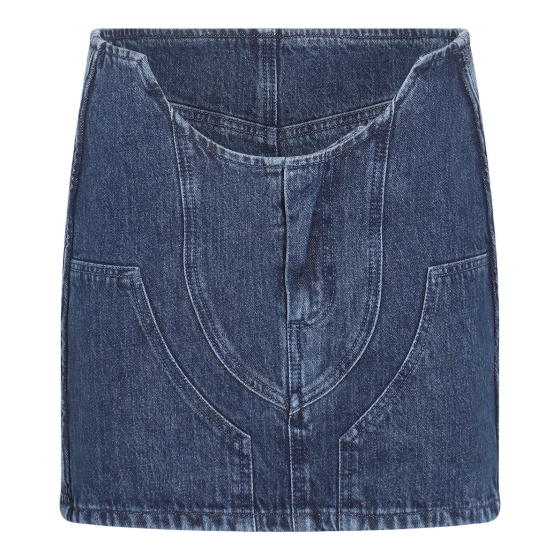 Off-White Structured A-Line Mini Skirt In Dark Denim